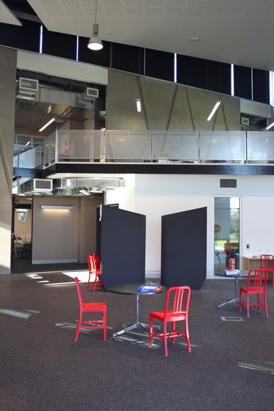Cafe style seating at the Inspire Centre at University of Canberra
