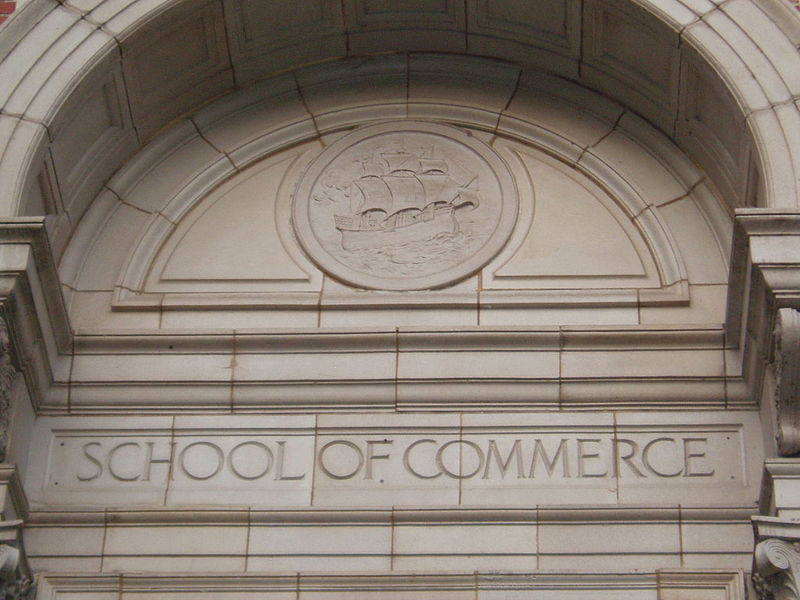 Detail of the decoration over the front entrance to Gilbert Hall