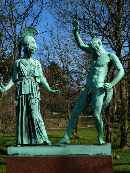 The classic sculpture Athene og Marsyas at The Botanical Garden